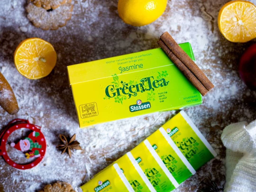 Stassen Jasmine Green Tea box with enveloped tea bags